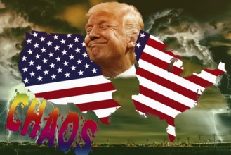 Symbolic image, Trump and divided USA, vendetta, persecution of all opponents, US democracy in