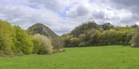 Rocky ridge, meadow and spring forest near the ruins of Kalnik Castle, Comuna Kalnik,