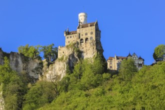 Lichtenstein Castle, fairytale castle of Württemberg, romantic fairytale castle on the eaves of the