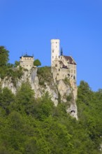 Lichtenstein Castle, fairytale castle of Württemberg, romantic fairytale castle on the eaves of the