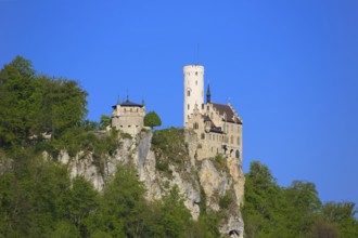 Lichtenstein Castle, fairytale castle of Württemberg, romantic fairytale castle on the eaves of the