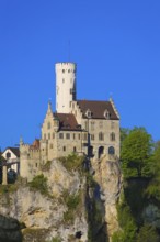 Lichtenstein Castle, fairytale castle of Württemberg, romantic fairytale castle on the eaves of the