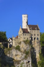 Lichtenstein Castle, fairytale castle of Württemberg, romantic fairytale castle on the eaves of the