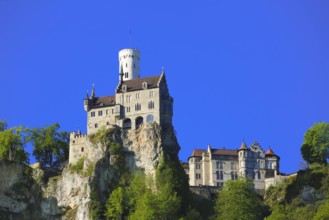 Lichtenstein Castle, fairytale castle of Württemberg, romantic fairytale castle on the eaves of the