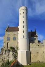 Lichtenstein Castle, fairytale castle of Württemberg, romantic fairytale castle on the eaves of the