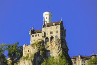 Lichtenstein Castle, fairytale castle of Württemberg, romantic fairytale castle on the eaves of the