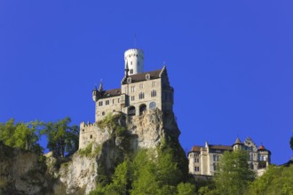 Lichtenstein Castle, fairytale castle of Württemberg, romantic fairytale castle on the eaves of the