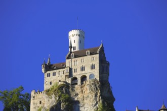 Lichtenstein Castle, fairytale castle of Württemberg, romantic fairytale castle on the eaves of the