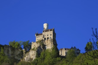 Lichtenstein Castle, fairytale castle of Württemberg, romantic fairytale castle on the eaves of the