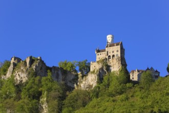 Lichtenstein Castle, fairytale castle of Württemberg, romantic fairytale castle on the eaves of the