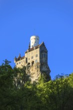 Lichtenstein Castle, fairytale castle of Württemberg, romantic fairytale castle on the eaves of the