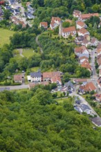 View of Honau, houses, streets, buildings, trees, Gallus church, protestant church, Honau,