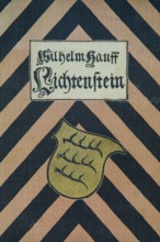 Book title, cover, book binding textile, novel, Lichtenstein by Wilhelm Hauff, publisher Abel und