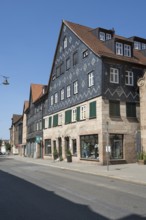 Historic buildings in the old town centre, façade clad in slate, Fürth, Middle Franconia,