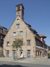 Historic half-timbered building in the old town, former inn Zum Roten Roß, Fürth, Middle Franconia,