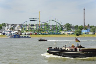 View of the Rheinkirmes, a funfair on the fairground on the Rhine, Oberkassel, Düsseldorf,
