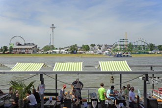 View of the Rheinkirmes, a funfair on the fairground on the Rhine, Oberkassel, Düsseldorf,