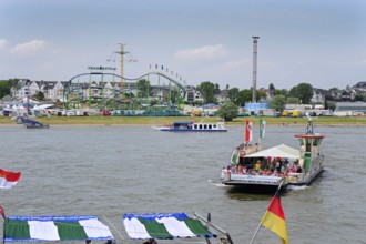 View of the Rheinkirmes, a funfair on the fairground on the Rhine, Oberkassel, Düsseldorf,