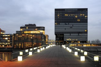 Modern architecture at the commercial harbour, Medienhafen, Düsseldorf, Rhineland, North