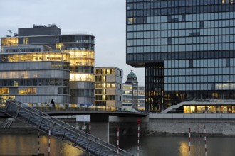 Modern architecture at the commercial harbour, Medienhafen, Düsseldorf, Rhineland, North