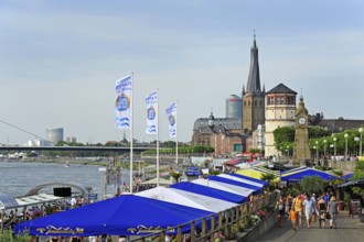 Rheinufer Promenade, Rheinuferpromenade, Old Town, Düsseldorf, Rhineland, North Rhine-Westphalia,