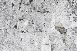 Weathered grey wall with cracks and visible texture, Hesse, Germany