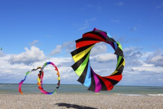Kite festival on the beach, International Kite Festival, Dieppe, Normandy, France
