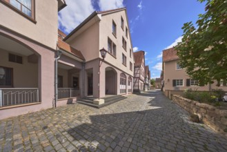 Building, old town, general architecture, half-timbered house, quarry stone wall, cobblestone