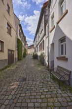 Old town, alley, cobblestone pavement, historic half-timbered houses, historic buildings, facades
