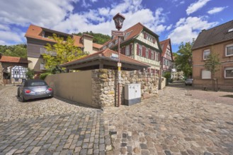 Old town, half-timbered houses, buildings, town gate Sickinger Tor, town fortifications,