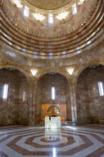 Marble interior of the temple with dome and decorative light sources, Yazidi temple, Yazidi temple,