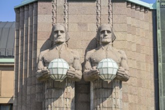 Figures on the façade, Kivimiehet, cairns, luminous glass globe, Art Nouveau, Central Station,