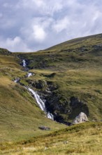 Waterfall on the ascent to Passo dell'Uomo, Alpe Carorescio, Quinto, Ticino, Switzerland