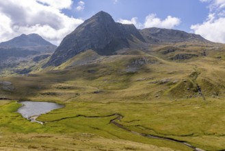 Lago di Cane and summit Paré di Scut, at Passo del Sole, Blenio Valley, Olivone, Ticino,