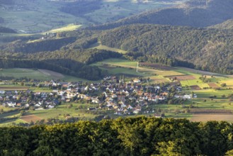 View of Rünenberg from the WIsenberg tower, Wisen, Solothurn, Switzerland