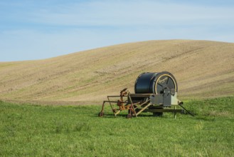 Intake machine in irrigation system in landscape in Ystad municipality, Skåne county, Sweden,