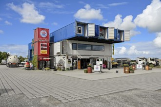 Container petrol station in Wyk auf Föhr, Föhr, North Frisian Island, North Frisia,