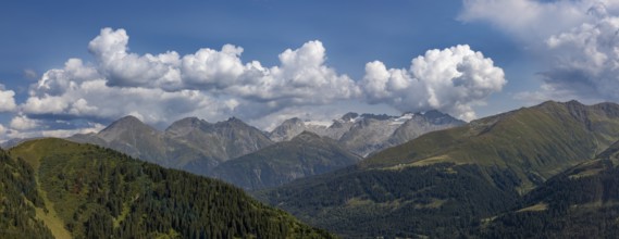 View from Cuolm da Vi to three thousand metre peaks of the Cristallina with Piz Cristallina and Piz