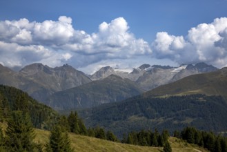 View from Cuolm da Vi to three thousand metre peaks of the Cristallina with Piz Cristallina and Piz