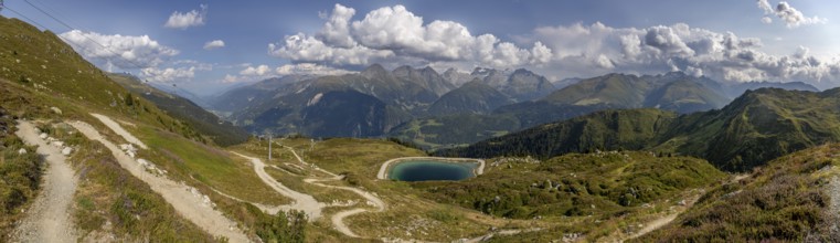 Mountain panorama from Cuolm da Vi on three thousand metre peaks of the Cristallina with Piz