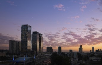 Israel, Tel Aviv financial business district skyline with and high tech offices