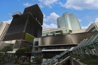 Thailand, Bangkok downtown business and financial district panoramic skyline