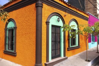 Mazatlan, Mexico, Colorful colonial streets in historic center near Malecon and tourist attractions