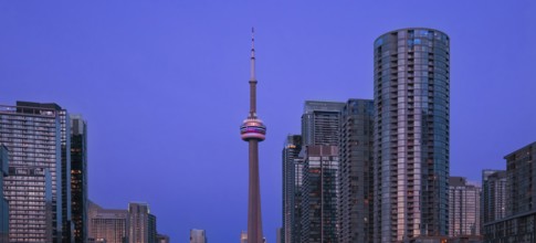 Scenic panorama of Toronto financial district skyline in the city downtown