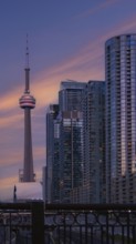 Scenic panorama of Toronto financial district skyline in the city downtown