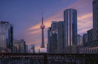 Scenic panorama of Toronto financial district skyline in the city downtown