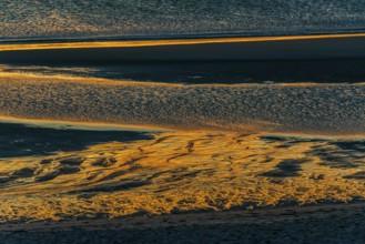Evening sun reflected in the Wadden Sea at low tide, sun, sea, natural spectacle, Sylt