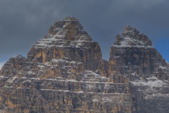 Detailed view of the Three Peaks from Misurina, Dolomites, South Tyrol, Italy