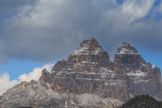 Detailed view of the Three Peaks from Misurina, Dolomites, South Tyrol, Italy