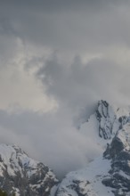 Rising clouds and detailed view of the Sorapis mountain group, Punta Sorapiss, Dolomites, South